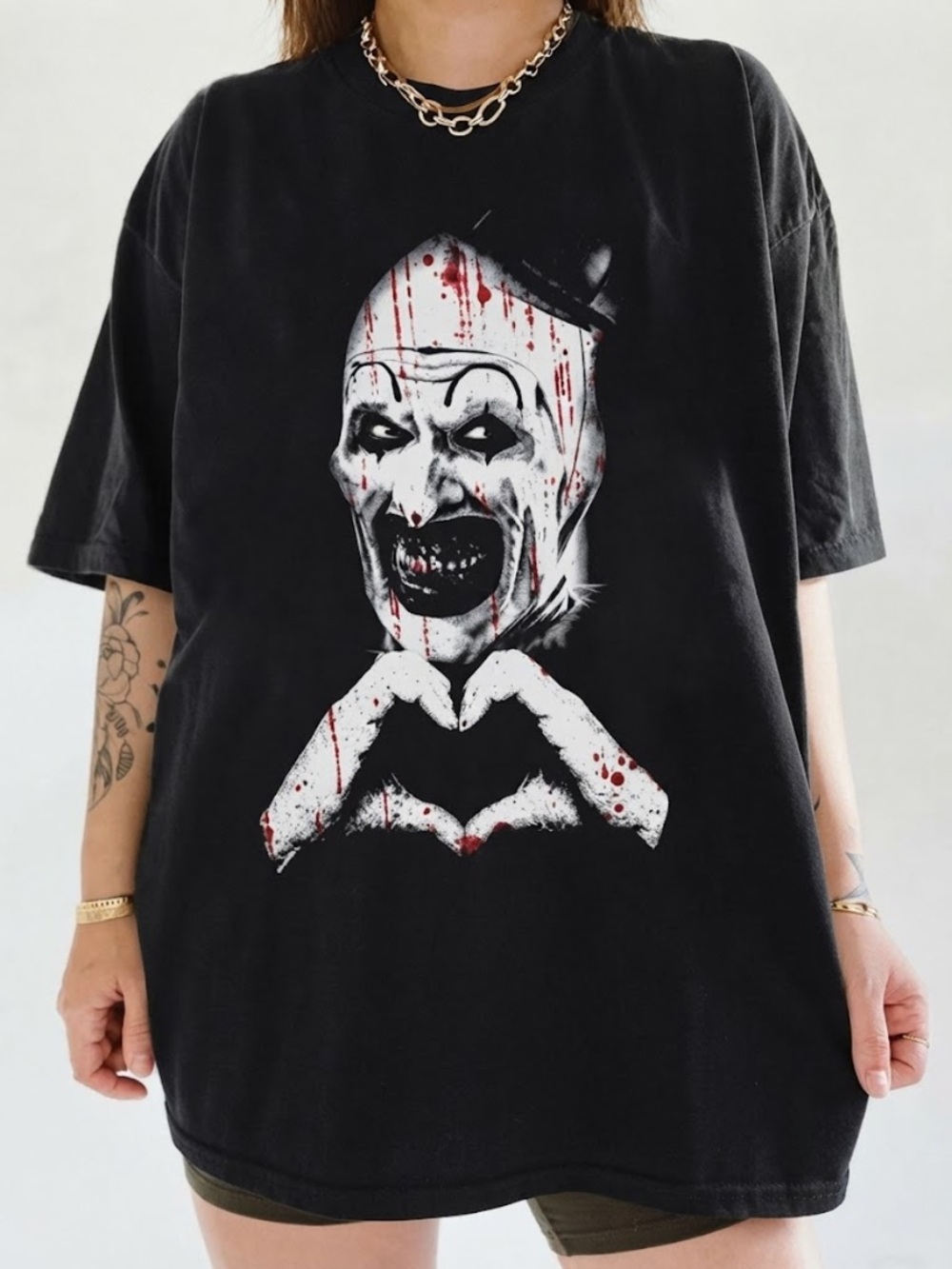 Art The Clown Shirt, Scary Horror Clown Tee, Gildan Black Spooky Graphic Tee